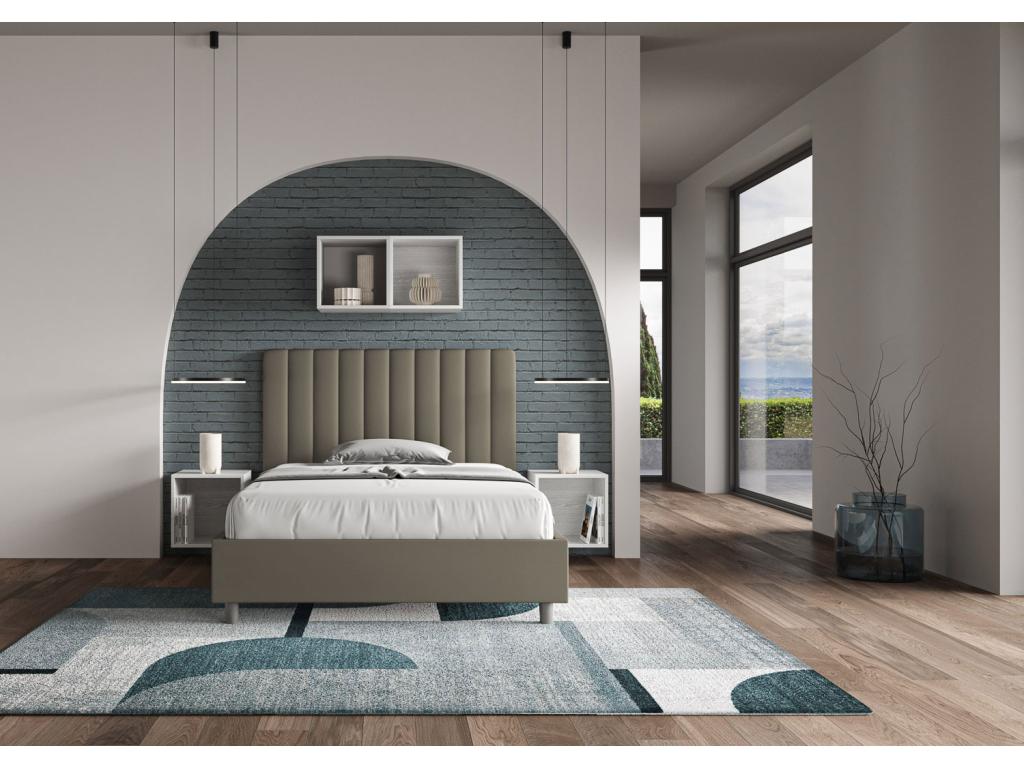 Elariva UOKP19446 Upholstered Bed without Slatted Base 140x190 Cappuccino Faux Leather