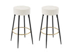 Set of 2 bar stools in bouclé fabric and black steel - White and Gold - Lysvia II QHMA64275