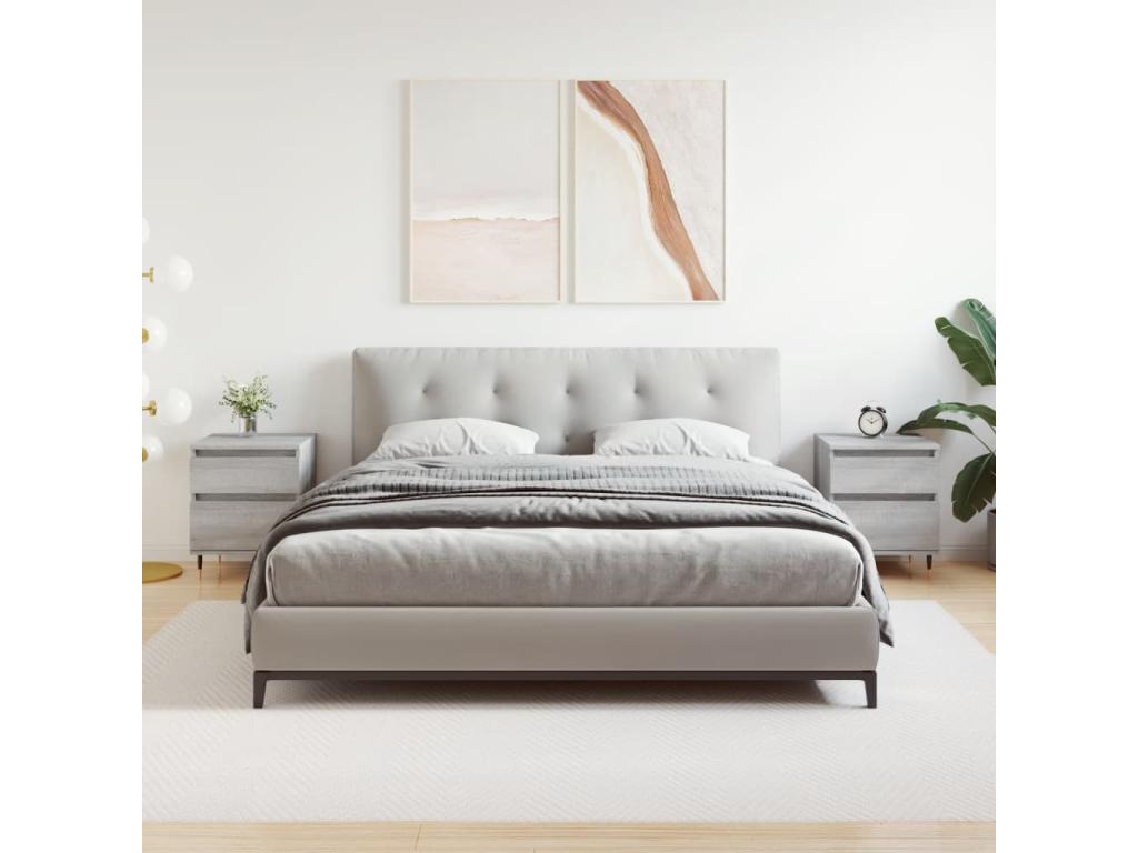 2-piece grey bedside tables, 40x35x50 cm, engineered wood, HHDV65320