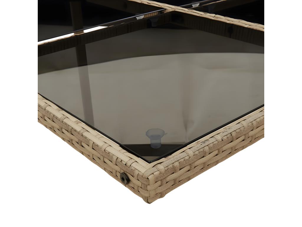 9-piece beige poly rattan garden dining set and cushions QDJL88032