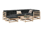 7-piece garden furniture set with cushions, solid pine wood LUSJ45197