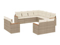11-piece garden furniture set with beige resin wicker cushions NDXV73107
