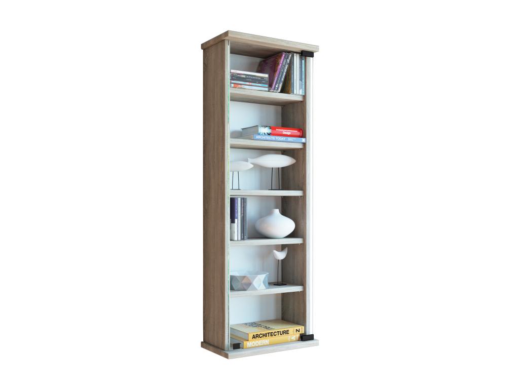 Lysvia wooden CD/DVD wall shelf, hanging shelf, wall cabinet, display case, Loposa oak glass door, Lysvia AZRE78324