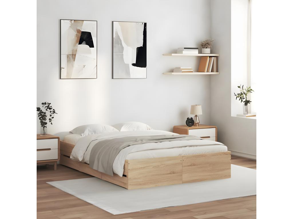 Bed frame with drawers, without mattress, oak, 120x200 cm, ZCMN37391