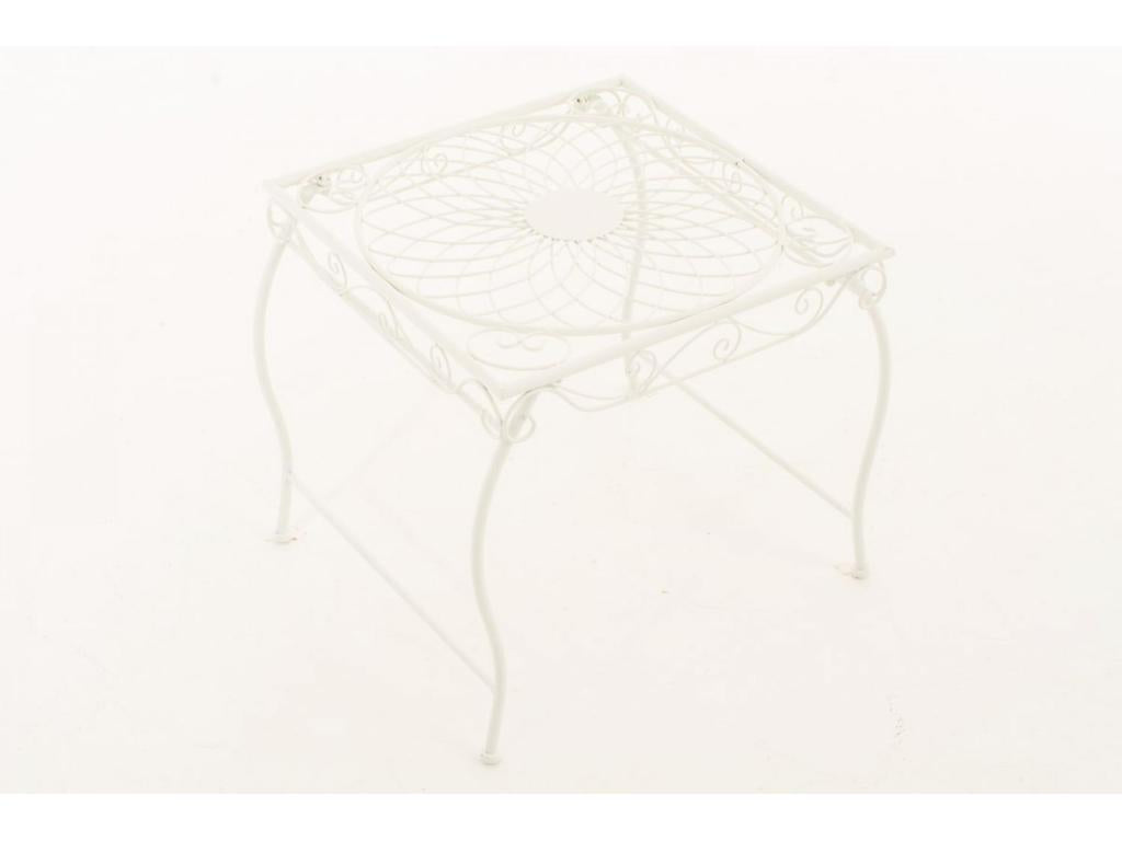 Garden side table - square - Metal - 49x45 cm - White - Elariva VIHG77279