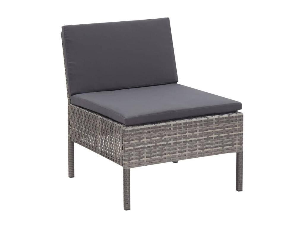 5-piece garden furniture set with cushions, grey woven resin, UTZK02459
