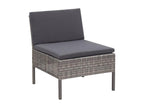 5-piece garden furniture set with cushions, grey woven resin, UTZK02459