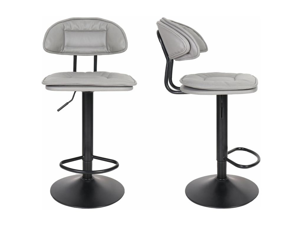 Set of 2 bar stools with backrest and footrest, leather kitchen chairs, adjustable height, 360° swivel, 46.7x40x56.5 to 75.5cm CTAX43406