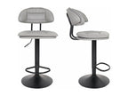 Set of 2 bar stools with backrest and footrest, leather kitchen chairs, adjustable height, 360° swivel, 46.7x40x56.5 to 75.5cm CTAX43406