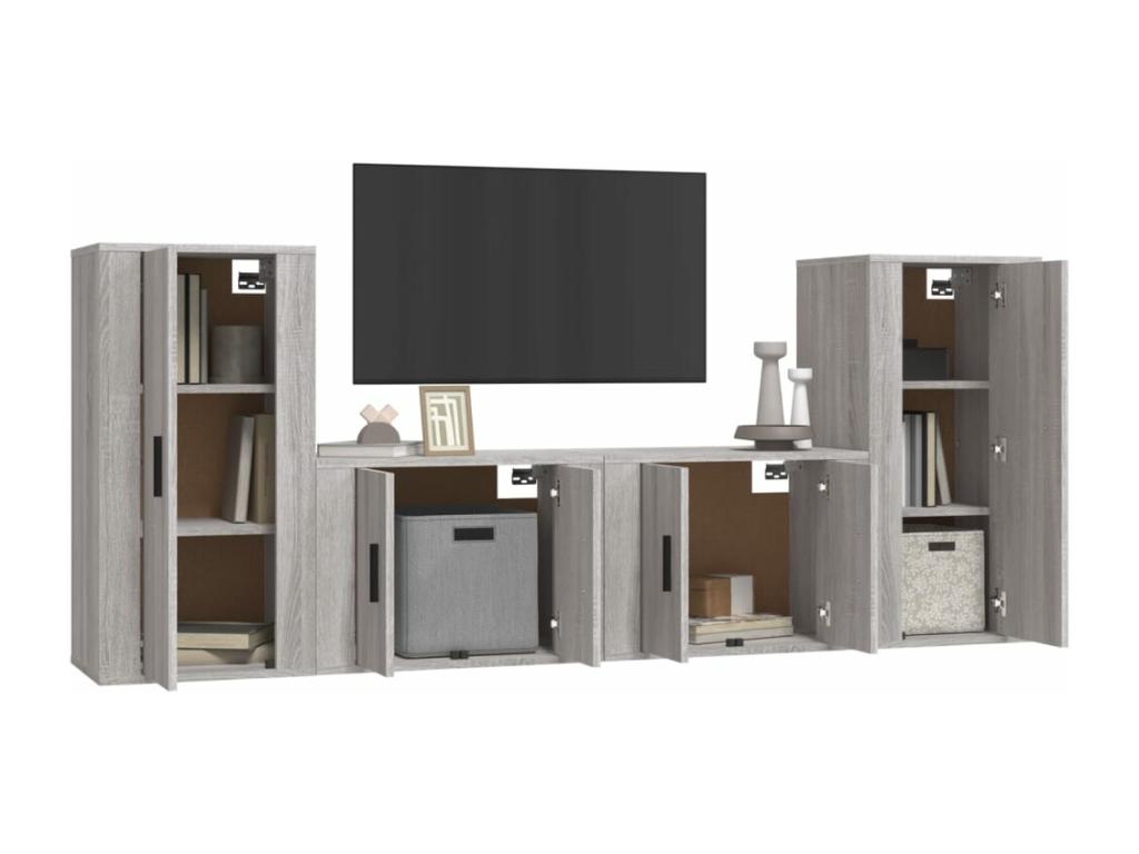 4-piece TV stand set, grey engineered wood KWUZ00402