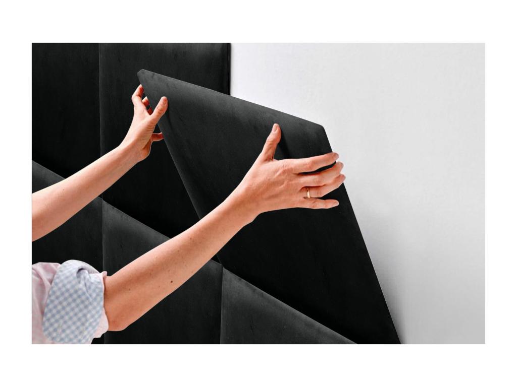 Elariva Upholstered Headboard in High-Quality Velvet, Elariva Interior, Composed of Interchangeable Self-Adhesive Panels for Bedroom, Black, 150 cm, RAOU76325