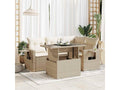 5-piece garden furniture set with cushions, beige woven resin XSXI87324