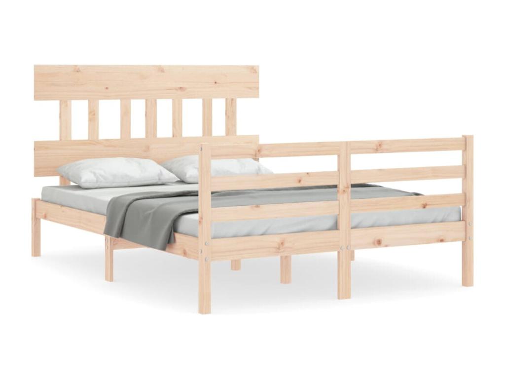 Bed frame with headboard 140x190 cm solid wood TSAW46568