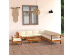 9-piece garden furniture set with cream-white cushions, Elariva wood, NVMO27268