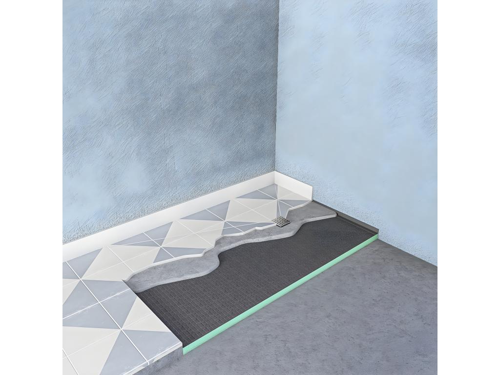 Lysvia 1200x900mm tileable shower tray with ZZPY10165 shower tray drain