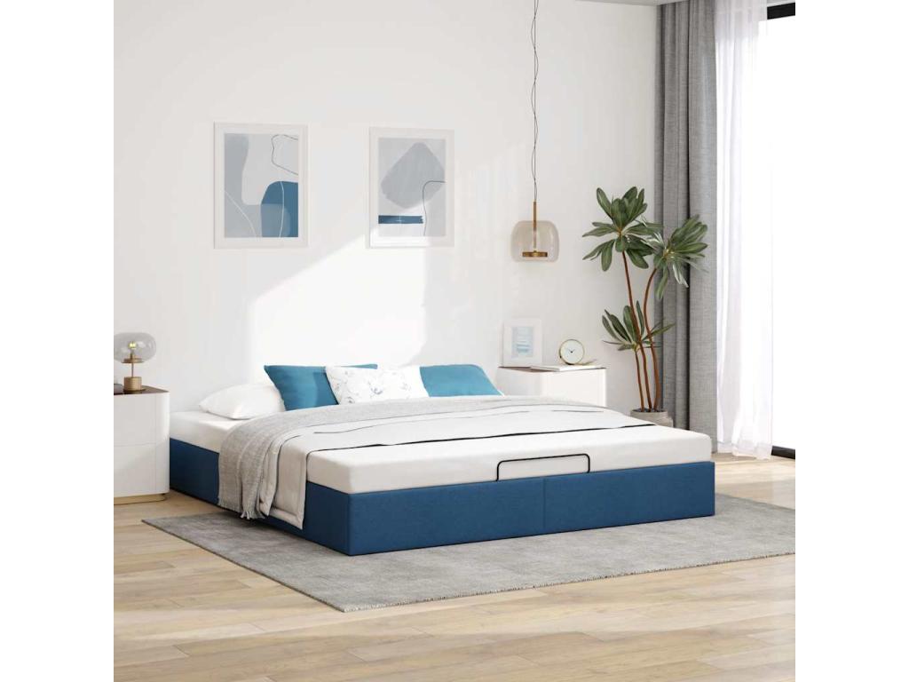 Lysvia bed frame without mattress, blue, 160x200 cm, fabric YWZA73940