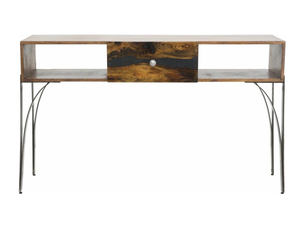 Brown wooden console table with drawer, 130x40x80 cm, KWAU37848