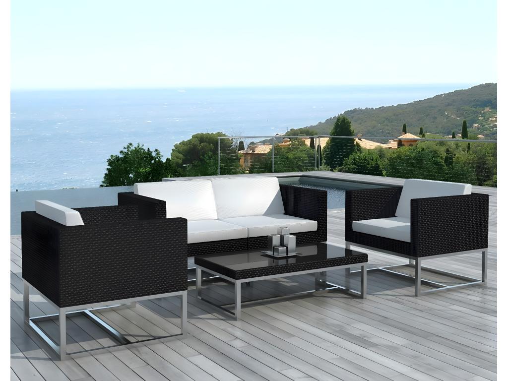 Elariva AQUU15452 Wicker Resin Garden Furniture Set: Armchairs, Sofa, Coffee Table