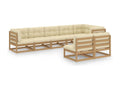 8-piece garden furniture set with cushions, solid pine wood KMDC49593