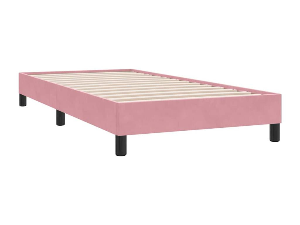 Pink velvet bed base without mattress, 100x210 cm, JADQ57276