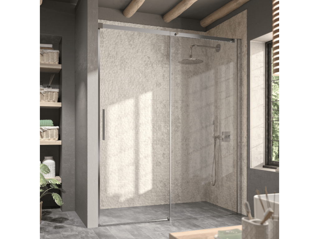 Fixed shower screen with sliding door, 150 cm, without side panel, HETL86786