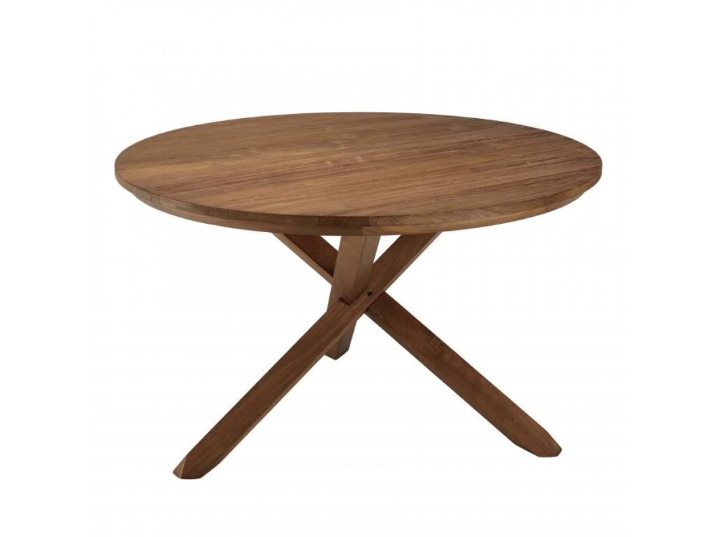 Lysvia - Round dining table 130x130cm in recycled teak wood QBOU78744