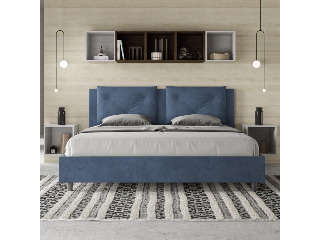 Lysvia WPZC69300 Blue Microfiber Upholstered Bed (180x200 cm)