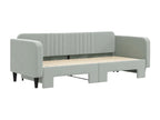 Daybed with pull-out bed, light grey, 90x200 cm, velvet, NDJK77679