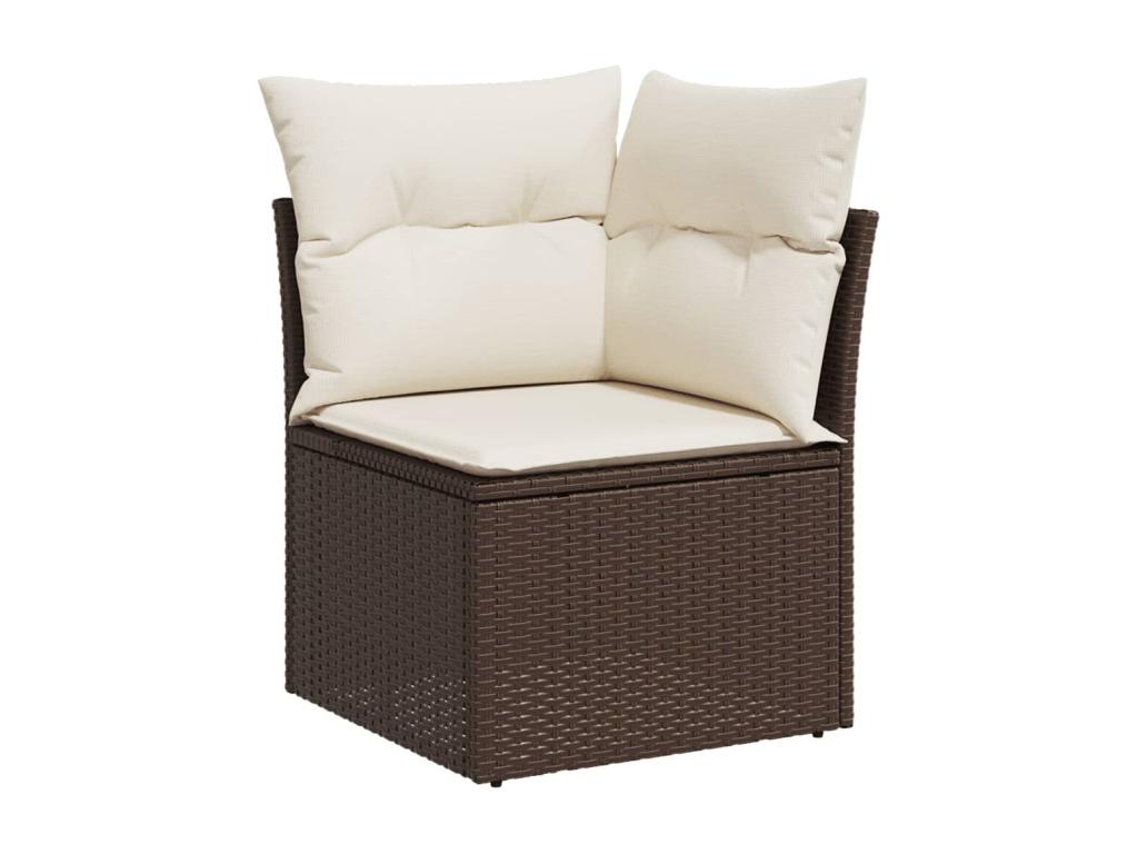 7-piece garden furniture set with cushions, brown woven resin XHEZ72048