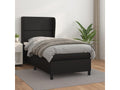 Upholstered bed base with mattress, black, 100x200 cm, faux leather, EJPX85742