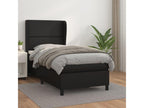 Upholstered bed base with mattress, black, 100x200 cm, faux leather, EJPX85742