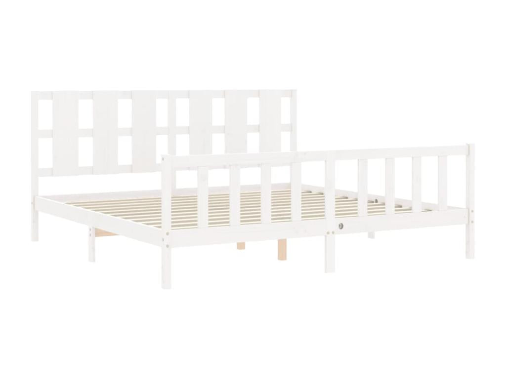 Bed frame with white headboard, 180x200 cm, solid wood, GPEF57807
