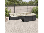 10-piece garden furniture set with cushions, black woven resin LFTS84316
