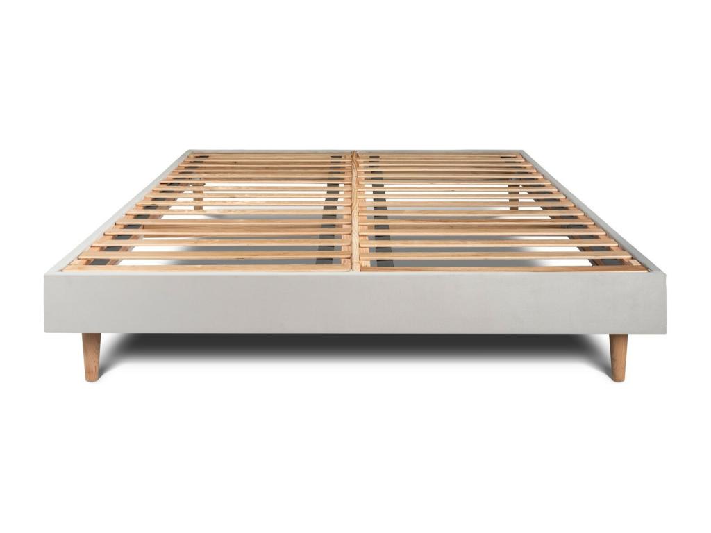 Lysvia Light Grey Velvet Bed Base 150x190 H29cm RMNO09727