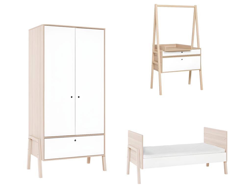 Complete bedroom set: convertible crib - convertible dresser - wardrobe Spot White CUUP49647
