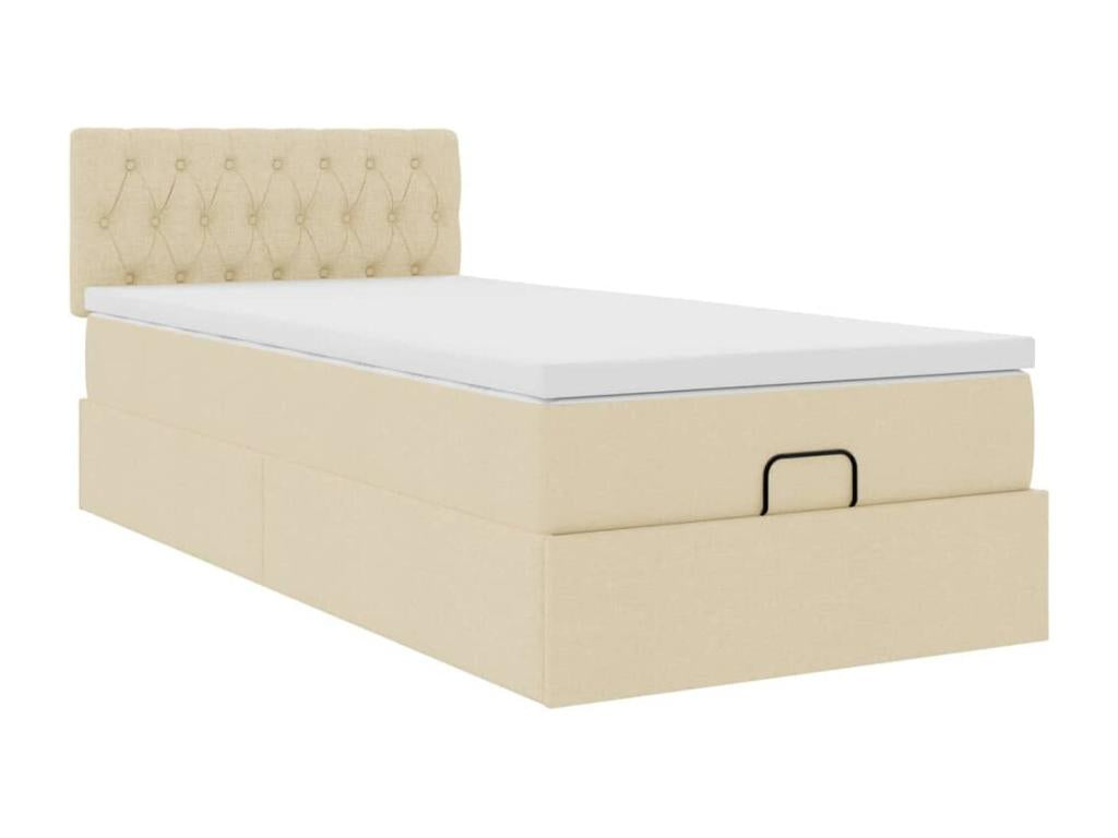 Ottoman bed frame with cream mattress 80x200 cm fabric JPYX59969