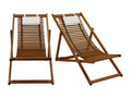Set of 2 solid wood deck chairs with white fabric cushions, Lysvia RUSI54661