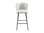 Set of 2 bar stools in bouclé fabric and metal - White - Lysvia YUDW41356
