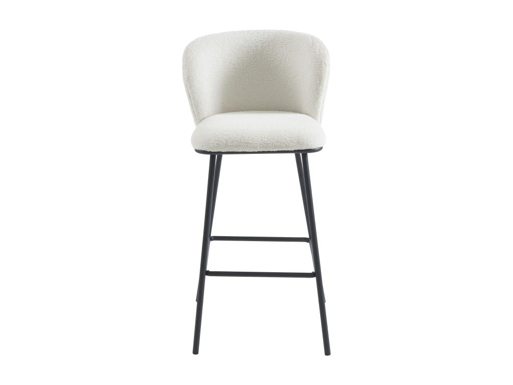 Set of 2 bar stools in bouclé fabric and metal - White - Lysvia YUDW41356