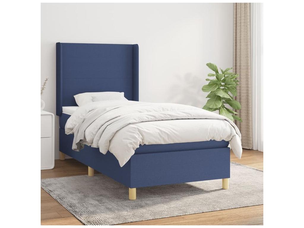 Lysvia bed base with mattress, blue 90x200 fabric, SAZT70780