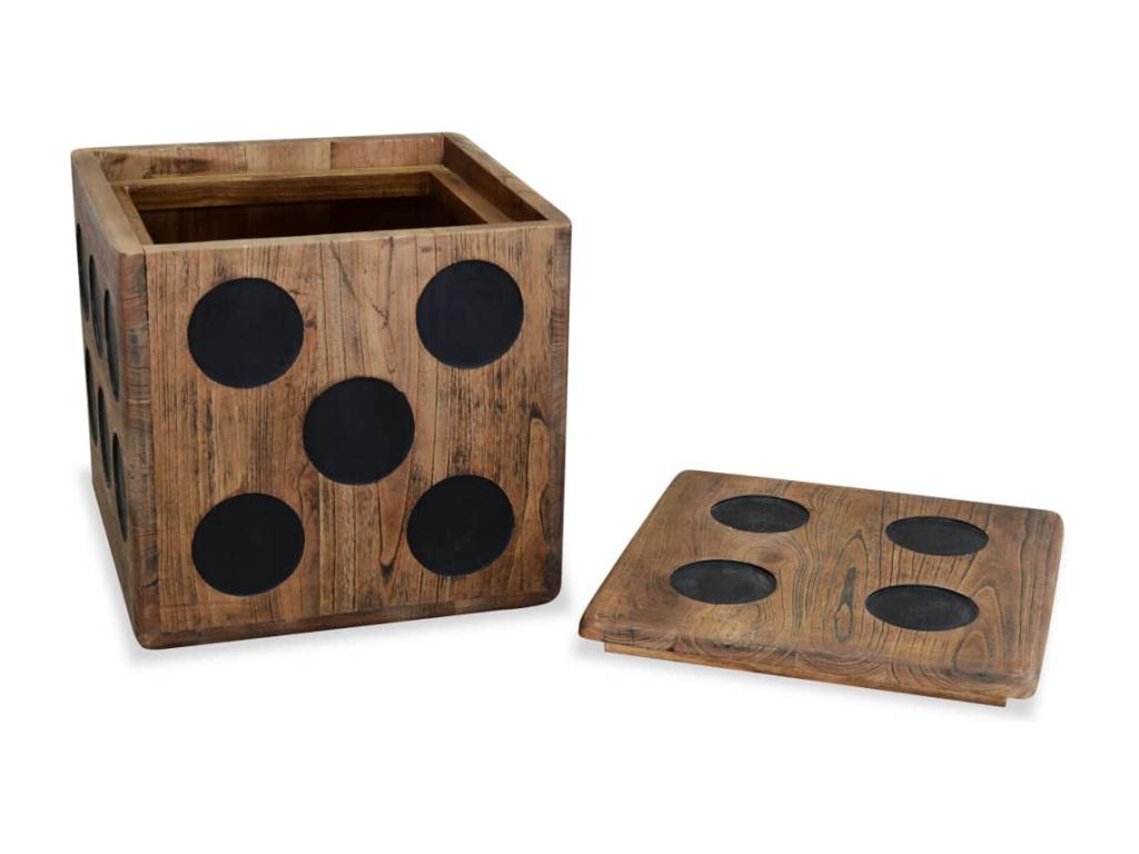 Wooden Storage Box 40x40x40 cm Dice Design GOJK78002