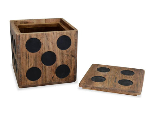 Wooden Storage Box 40x40x40 cm Dice Design GOJK78002