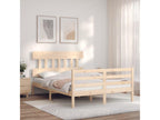 Bed frame with headboard 140x190 cm solid wood TSAW46568