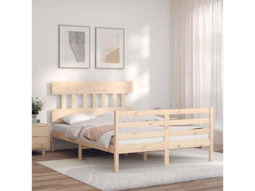 Bed frame with headboard 140x190 cm solid wood TSAW46568