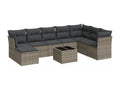9-piece garden furniture set with grey resin wicker cushions NBTK27655