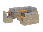 9-piece garden furniture set with cushions, beige woven resin, Lysvia ABSJ17780