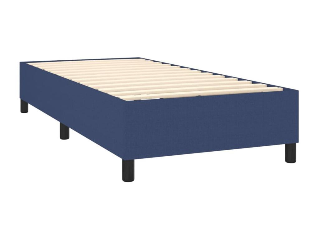 Upholstered bed base with mattress and LED light, blue, 90x190 cm, fabric WTGN58423