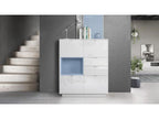White Lacquered Buffet with Matte Denim Insert and LED Lighting, 123x103x38 cm, CTSS71927
