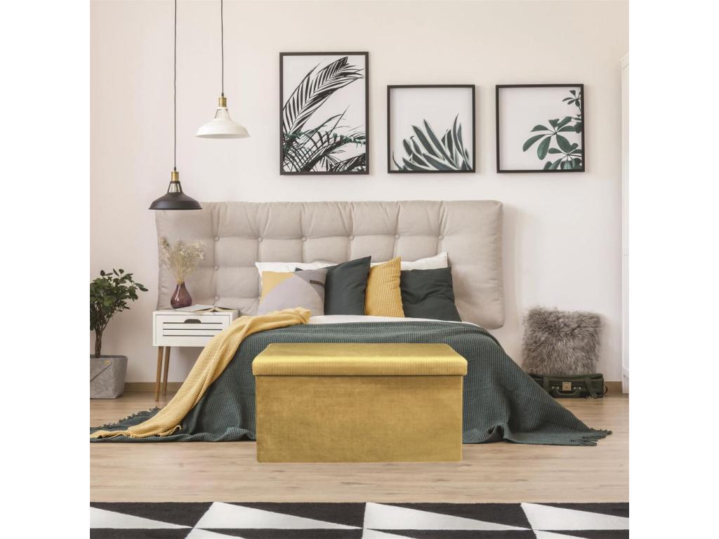 Lysvia Yellow Velvet Folding Bench Storage Chest UKFU59323