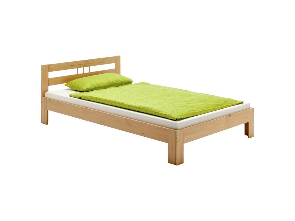 Lysvia single bed 90x200 cm children's bed in solid pine with beech stain finish and headboard XMIN17884